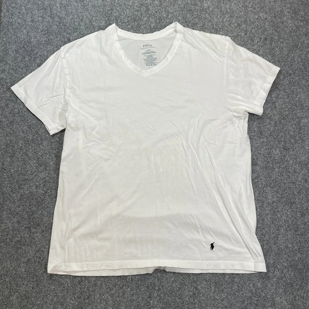 Polo Ralph Lauren T Shirts LOT OF 3 Men's Large White Blue V Neck Tee Cotton